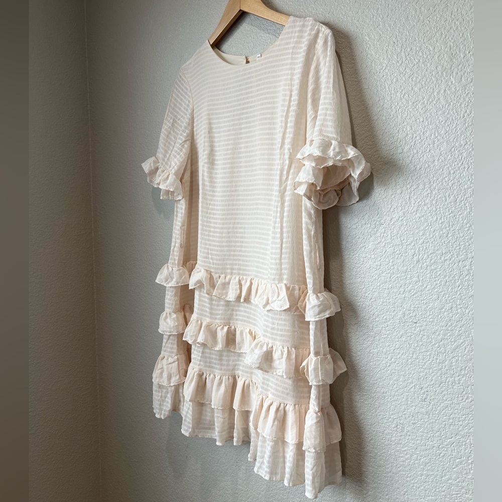 NWT Indikah Ivory Ruffle Tiered Dress, M - Picture 2 of 7
